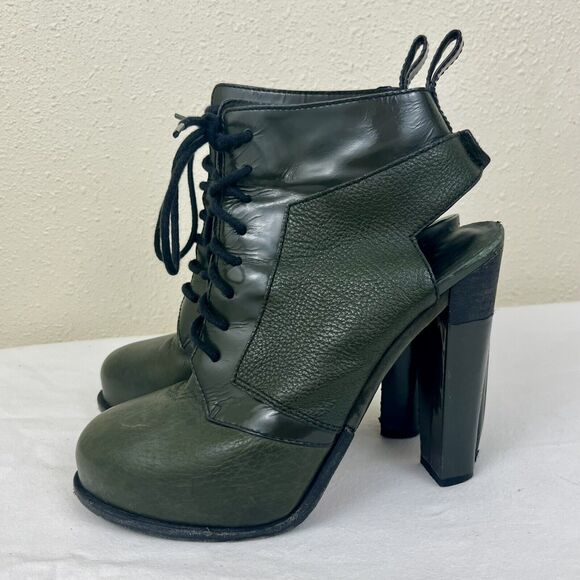 Alexander Wang Dakota Pebbled Leather Lace Up Platform Booties US 7.5 Whimsigoth - Picture 1 of 9